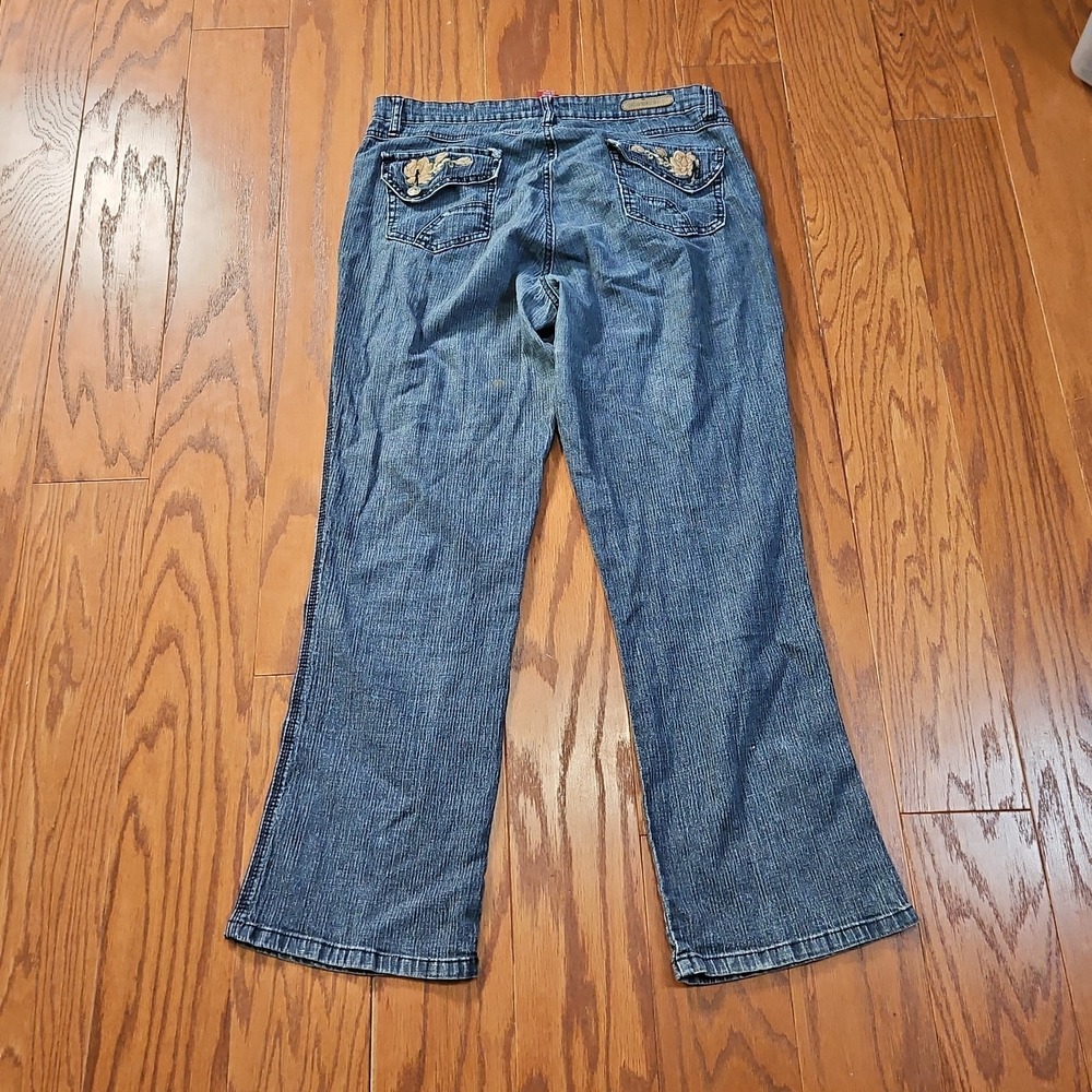 Vintage Y2K Women's Jeans COS Jeans Size 16 Floral Embroidery Flare Leg
